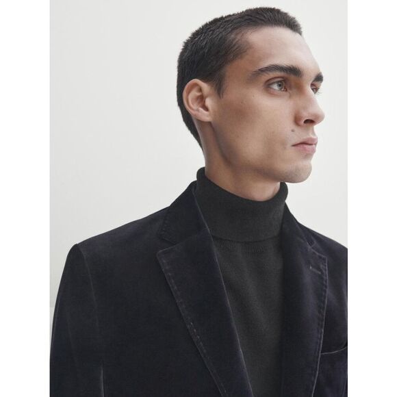 ✨ZARA NAVY BLUE VELVET SZ 38 BLAZER✨ - Picture 3 of 9